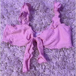 pink bikini top, size xs, tie in the front, no padding